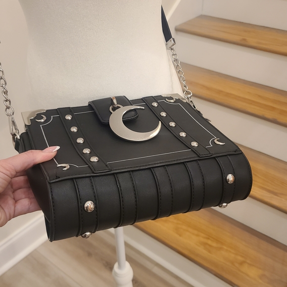 Killstar Black Crossbody Bag with Silver Crescent - Picture 2 of 4